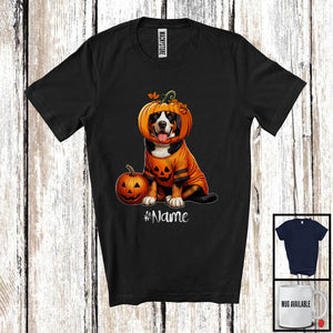 MacnyStore - Personalized Custom Name Pumpkin Greater Swiss Mountain; Humorous Halloween Family T-Shirt