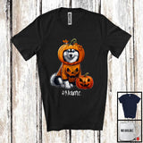 MacnyStore - Personalized Custom Name Pumpkin Husky; Humorous Halloween Costume Family T-Shirt