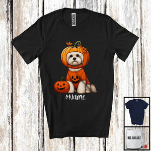 MacnyStore - Personalized Custom Name Pumpkin Maltipoo; Humorous Halloween Costume Family T-Shirt