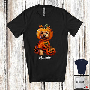 MacnyStore - Personalized Custom Name Pumpkin Norwich Terrier; Humorous Halloween Family T-Shirt