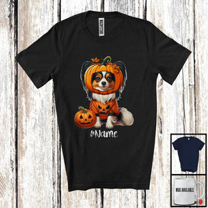 MacnyStore - Personalized Custom Name Pumpkin Papillon; Humorous Halloween Costume Family T-Shirt