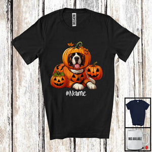 MacnyStore - Personalized Custom Name Pumpkin St. Bernard; Humorous Halloween Family Group T-Shirt