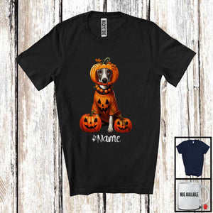 MacnyStore - Personalized Custom Name Pumpkin Whippet; Humorous Halloween Costume Family T-Shirt