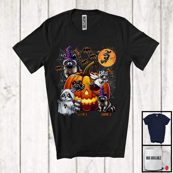 MacnyStore - Personalized Custom Name Raccoon Boo Inside Pumpkin, Humorous Raccoon Ghost, Pumpkins T-Shirt