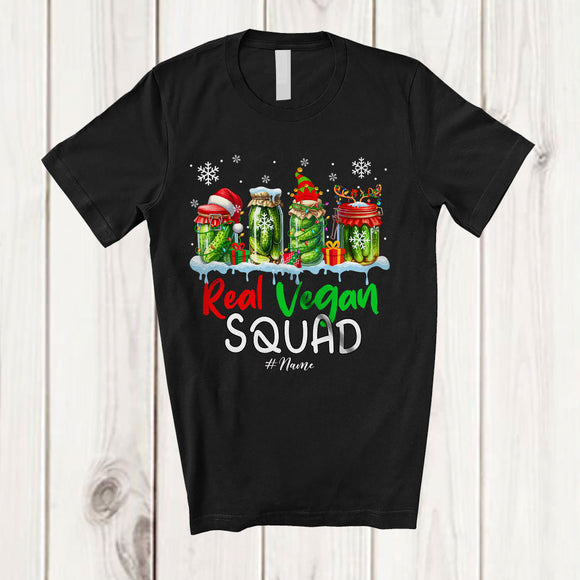 MacnyStore - Personalized Custom Name Real Vegan Squad; Amazing Christmas Four Pickle in Can; Family T-Shirt