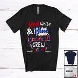 MacnyStore - Personalized Custom Name Red White And Baseball Crew 2024, Proud 4th of July Patriotic Group T-Shirt