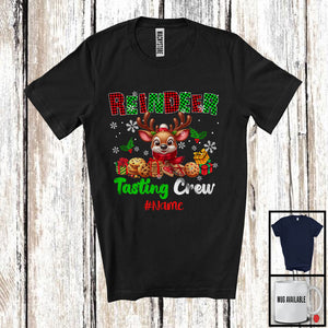 MacnyStore - Personalized Custom Name Reindeer Tasting Crew; Adorable Christmas Plaid Cookies; X-mas T-Shirt