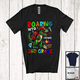 MacnyStore - Personalized Custom Name Roaring Into 2nd Grade, Funny First Day Of School T-Rex, Students T-Shirt