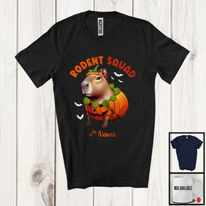 MacnyStore - Personalized Custom Name Rodent Squad, Lovely Halloween Capybara Pumpkin Cosplay, Animal T-Shirt