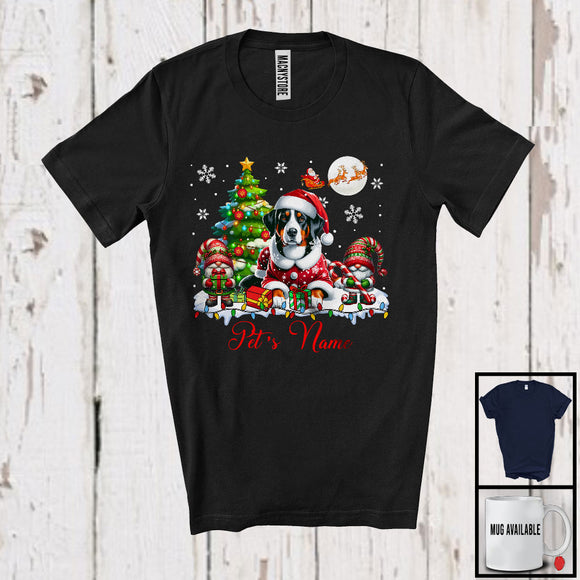 MacnyStore - Personalized Custom Name Santa Appenzeller Sennenhund With Gnome, Lovely X-mas Tree, Snow Around T-Shirt