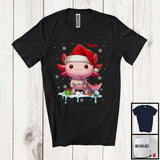 MacnyStore - Personalized Custom Name Santa Axolotl Snowing Around; Lovely Christmas Family; X-mas Group T-Shirt