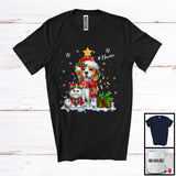 MacnyStore - Personalized Custom Name Santa Beagle In Christmas Lights; Lovely X-mas Elf Cat Owner T-Shirt