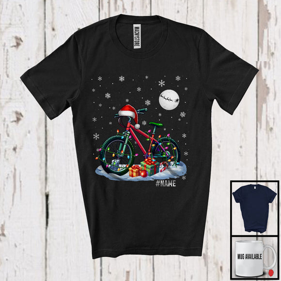 MacnyStore - Personalized Custom Name Santa Bicycle; Amazing Christmas Moon Snowing; Biker Group T-Shirt