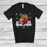 MacnyStore - Personalized Custom Name Santa Carrying Christmas Tree On School Bus; Joyful Snowman Driver T-Shirt