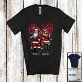MacnyStore - Personalized Custom Name Santa Couple, Lovely Christmas Santa Snow, Red Plaid Heart Couple T-Shirt