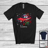 MacnyStore - Personalized Custom Name Santa Driving Police Car, Cheerful Christmas Driver Santa X-mas Team T-Shirt