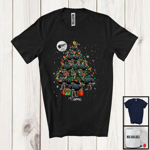 MacnyStore - Personalized Custom Name Santa Elf Ostrich Christmas Tree; Amazing X-mas Lights Ostrich Animal T-Shirt