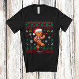 MacnyStore - Personalized Custom Name Santa Gingerbread Couple; Lovely Christmas Sweater; Boy Men Baker T-Shirt