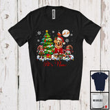 MacnyStore - Personalized Custom Name Santa Golden Retriever With Gnome, Lovely X-mas Tree, Snow Around T-Shirt