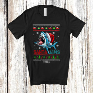 MacnyStore - Personalized Custom Name Santa Jaws; Amazing Christmas Sweater Santa Shark; Family T-Shirt