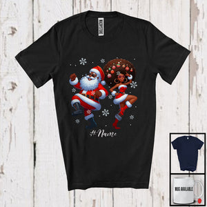 MacnyStore - Personalized Custom Name Santa Men Woman Dancing; Joyful Christmas Black Afro African; Family T-Shirt