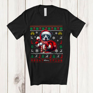 MacnyStore - Personalized Custom Name Santa Pit Bull Drinking Wine; Fantastic Christmas Sweater Drunker T-Shirt