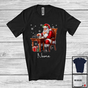 MacnyStore - Personalized Custom Name Santa Playing Chess, Joyful Christmas Sport Player, X-mas Team T-Shirt