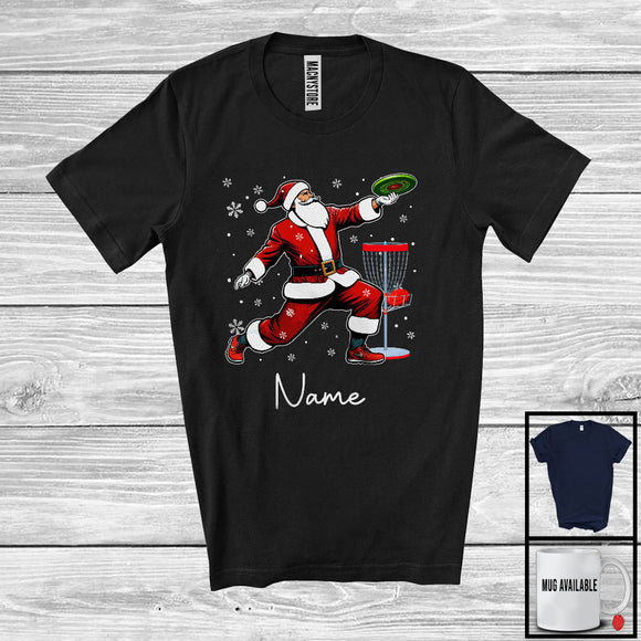 MacnyStore - Personalized Custom Name Santa Playing Disc Golf, Joyful Christmas Sport Player, X-mas Team T-Shirt
