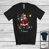 MacnyStore - Personalized Custom Name Santa Playing Softball, Joyful Christmas Sport Player, X-mas Team T-Shirt