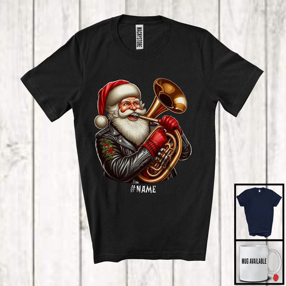 MacnyStore - Personalized Custom Name Santa Playing Tuba; Cheerful Christmas Tuba Player; Music T-Shirt