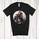 MacnyStore - Personalized Custom Name Santa Racing On Dirt Bike; Joyful Christmas Lights Moon; Biker T-Shirt