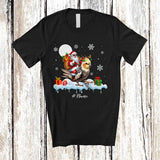 MacnyStore - Personalized Custom Name Santa Riding Cockatiel; Awesome Christmas Snowing Bird; Family T-Shirt