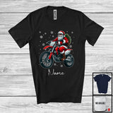 MacnyStore - Personalized Custom Name Santa Riding Dirt Bike, Cheerful Christmas Rider Biker, X-mas Team T-Shirt