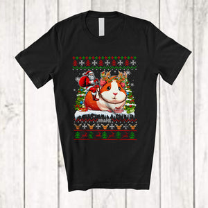 MacnyStore - Personalized Custom Name Santa Riding Guinea Pig; Awesome Christmas Tree Sweater Guinea Pig Animal T-Shirt