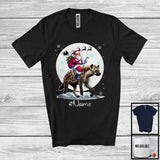 MacnyStore - Personalized Custom Name Santa Riding Hyena, Merry Christmas Moon Snow Hyena, X-mas Team T-Shirt