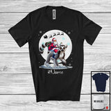 MacnyStore - Personalized Custom Name Santa Riding Lemur, Merry Christmas Moon Snow Lemur, X-mas Team T-Shirt