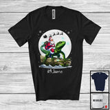 MacnyStore - Personalized Custom Name Santa Riding Lizard, Merry Christmas Moon Snow Lizard, X-mas Team T-Shirt