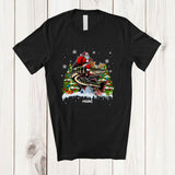 MacnyStore - Personalized Custom Name Santa Riding Muskellunge Reindeer; Humorous Christmas Lights Sea Animal T-Shirt