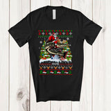 MacnyStore - Personalized Custom Name Santa Riding Muskellunge Reindeer; Humorous Christmas Sweater Sea Animal T-Shirt