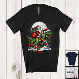 MacnyStore - Personalized Custom Name Santa Riding T-Rex Dinosaur; Merry Christmas Dabbing ELF Snowman T-Shirt