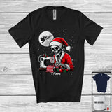 MacnyStore - Personalized Custom Name Santa Skeleton Sewing; Awesome Christmas Skeleton; Moon Snowing T-Shirt