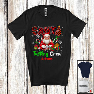 MacnyStore - Personalized Custom Name Santa Tasting Crew; Adorable Christmas Plaid Candy Canes; X-mas T-Shirt