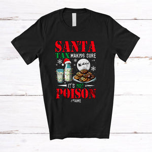 MacnyStore - Personalized Custom Name Santa Tax Making Sure Not Poison; Amusing Christmas Milk Cookies T-Shirt