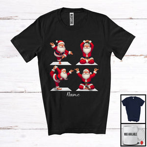 MacnyStore - Personalized Custom Name Santa Workout Yoga; Humorous Christmas Yoga Positions; Gym Lover T-Shirt