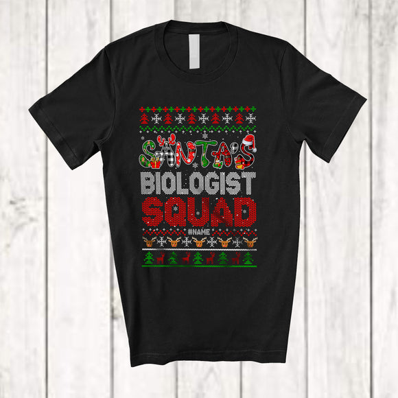 MacnyStore - Personalized Custom Name Santa's Biologist Squad; Fantastic Christmas Sweater; Careers Jobs T-Shirt