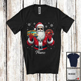 MacnyStore - Personalized Custom Name School Bus Driver Santa, Joyful Christmas Santa Snowing, Careers Group T-Shirt