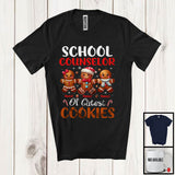 MacnyStore - Personalized Custom Name School Counselor Of Cutest Cookies; Lovely Christmas Three Gingerbread T-Shirt