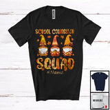 MacnyStore - Personalized Custom Name School Counselor Squad; Lovely Thanksgiving Three Gnomes Plaid T-Shirt