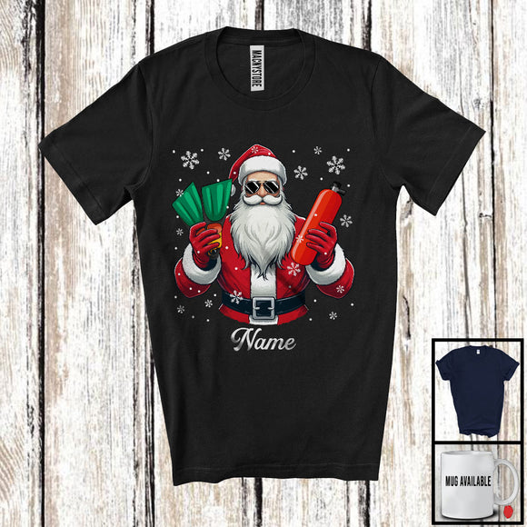 MacnyStore - Personalized Custom Name Scuba Diver Santa, Joyful Christmas Santa Snowing, Careers Group T-Shirt