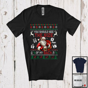 MacnyStore - Personalized Custom Name See The Size Of My Sack; Sarcastic Christmas Sweater Adult Santa T-Shirt